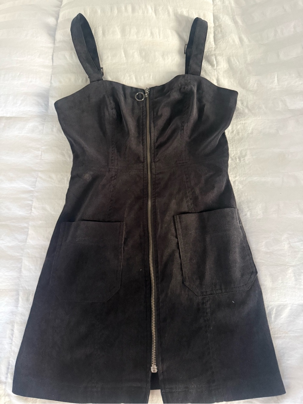 Cotton Candy Black Zipper Pocket Mini Dress